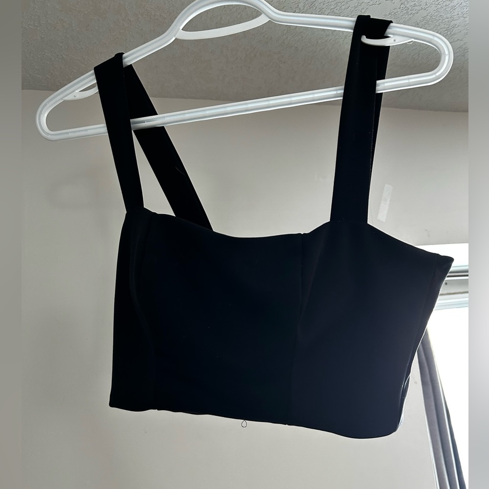 Okakie Small Black Crop with gold zipper detail